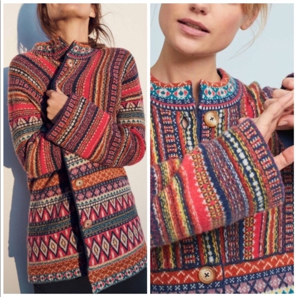 Anthropologie Livia Intarsia Cardigan